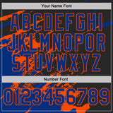 Custom Black Royal-Orange Brush Stroke Shatter Splatter Performance T-Shirt