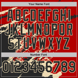 Custom Red Black-Cream Brush Stroke Shatter Splatter Performance T-Shirt