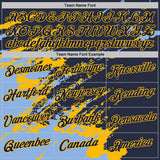 Custom Navy Light Blue-Gold Brush Stroke Shatter Splatter Performance T-Shirt