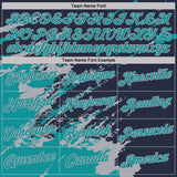 Custom Navy Teal-Gray Brush Stroke Shatter Splatter Performance T-Shirt