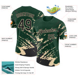 Custom Green Black-Cream Brush Stroke Shatter Splatter Performance T-Shirt