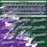 Custom Green Purple-White Brush Stroke Shatter Splatter Performance T-Shirt