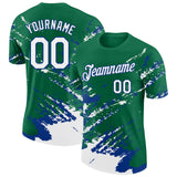Custom Kelly Green White-Royal Brush Stroke Shatter Splatter Performance T-Shirt