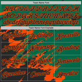 Custom Kelly Green Black-Orange Brush Stroke Shatter Splatter Performance T-Shirt