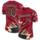 Custom Crimson Black-Cream Brush Stroke Shatter Splatter Performance T-Shirt