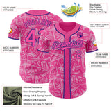 Custom Pink Light Pink-Purple Geometric Cyber Starburst Authentic Baseball Jersey