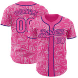 Custom Pink Light Pink-Purple Geometric Cyber Starburst Authentic Baseball Jersey