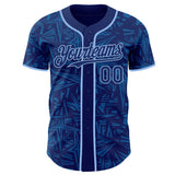 Custom Royal Blue-Light Blue Geometric Cyber Starburst Authentic Baseball Jersey