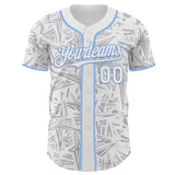 Custom White Gray-Light Blue Geometric Cyber Starburst Authentic Baseball Jersey