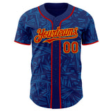 Custom Royal Red Blue-Gold Geometric Cyber Starburst Authentic Baseball Jersey