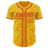 Custom Gold Light Yellow-Red Geometric Cyber Starburst Authentic Baseball Jersey