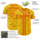 Custom Gold Light Yellow-Red Geometric Cyber Starburst Authentic Baseball Jersey