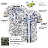 Custom White Gray-Royal Geometric Cyber Starburst Authentic Baseball Jersey