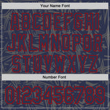 Custom Navy Steel Gray-Red Geometric Cyber Starburst Authentic Baseball Jersey
