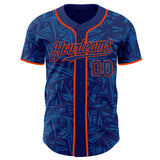 Custom Royal Blue-Orange Geometric Cyber Starburst Authentic Baseball Jersey