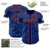 Custom Royal Blue-Orange Geometric Cyber Starburst Authentic Baseball Jersey