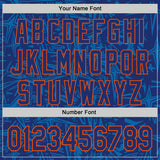 Custom Royal Blue-Orange Geometric Cyber Starburst Authentic Baseball Jersey