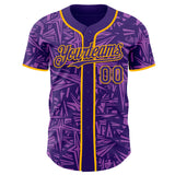 Custom Purple Medium Purple-Gold Geometric Cyber Starburst Authentic Baseball Jersey