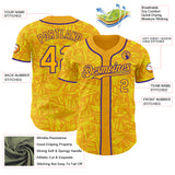 Custom Gold Light Yellow-Purple Geometric Cyber Starburst Authentic Baseball Jersey