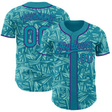 Custom Teal Ice Blue-Purple Geometric Cyber Starburst Authentic Baseball Jersey