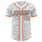 Custom White Gray Black-Orange Geometric Cyber Starburst Authentic Baseball Jersey