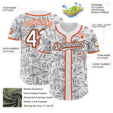 Custom White Gray Black-Orange Geometric Cyber Starburst Authentic Baseball Jersey