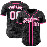 Custom Black White Steel Gray-Pink Geometric Cyber Starburst Authentic Baseball Jersey