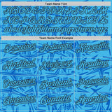 Custom Sky Blue Blue-Black Geometric Cyber Starburst Authentic Baseball Jersey