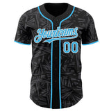 Custom Black Sky Blue Steel Gray-White Geometric Cyber Starburst Authentic Baseball Jersey