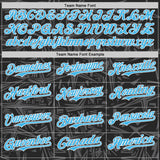 Custom Black Sky Blue Steel Gray-White Geometric Cyber Starburst Authentic Baseball Jersey