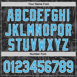 Custom Black Sky Blue Steel Gray-White Geometric Cyber Starburst Authentic Baseball Jersey