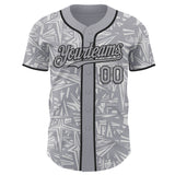 Custom Gray White-Black Geometric Cyber Starburst Authentic Baseball Jersey