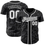 Custom Black White-Steel Gray Geometric Cyber Starburst Authentic Baseball Jersey