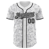 Custom White Black-Gray Geometric Cyber Starburst Authentic Baseball Jersey