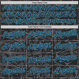 Custom Black Steel Gray-Sky Blue Geometric Cyber Starburst Authentic Baseball Jersey