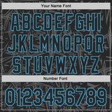 Custom Black Steel Gray-Sky Blue Geometric Cyber Starburst Authentic Baseball Jersey