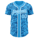Custom Sky Blue Blue-White Geometric Cyber Starburst Authentic Baseball Jersey