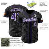 Custom Black Purple Steel Gray-White Geometric Cyber Starburst Authentic Baseball Jersey