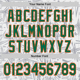 Custom White Kelly Green Gray-Orange Geometric Cyber Starburst Authentic Baseball Jersey