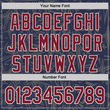 Custom Navy Crimson Steel Gray-Cream Geometric Cyber Starburst Authentic Baseball Jersey