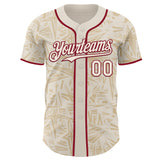 Custom Cream-Crimson Geometric Cyber Starburst Authentic Baseball Jersey