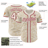 Custom Cream-Crimson Geometric Cyber Starburst Authentic Baseball Jersey