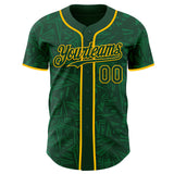 Custom Green-Gold Geometric Cyber Starburst Authentic Baseball Jersey