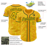 Custom Gold Light Yellow-Green Geometric Cyber Starburst Authentic Baseball Jersey