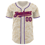 Custom Cream Purple-Red Geometric Cyber Starburst Authentic Baseball Jersey