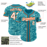 Custom Teal White Ice Blue-Orange Geometric Cyber Starburst Authentic Baseball Jersey