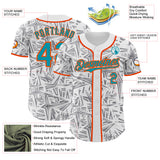 Custom White Teal Gray-Orange Geometric Cyber Starburst Authentic Baseball Jersey