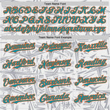 Custom White Teal Gray-Orange Geometric Cyber Starburst Authentic Baseball Jersey
