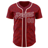 Custom Crimson-Cream Geometric Cyber Starburst Authentic Baseball Jersey