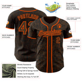 Custom Brown Black-Orange Geometric Cyber Starburst Authentic Baseball Jersey